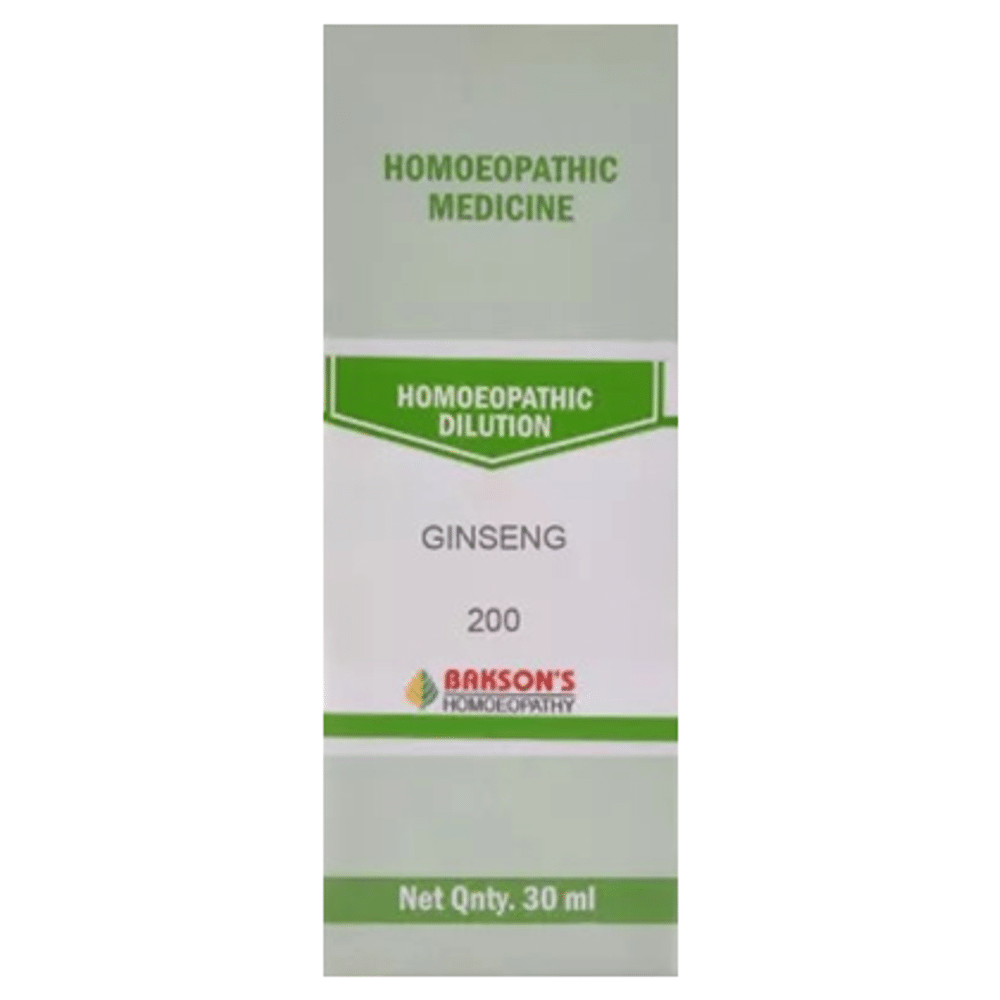 Bakson's Homeopathy  Ginseng Dilution 200 bottle of 30 ml Dilution