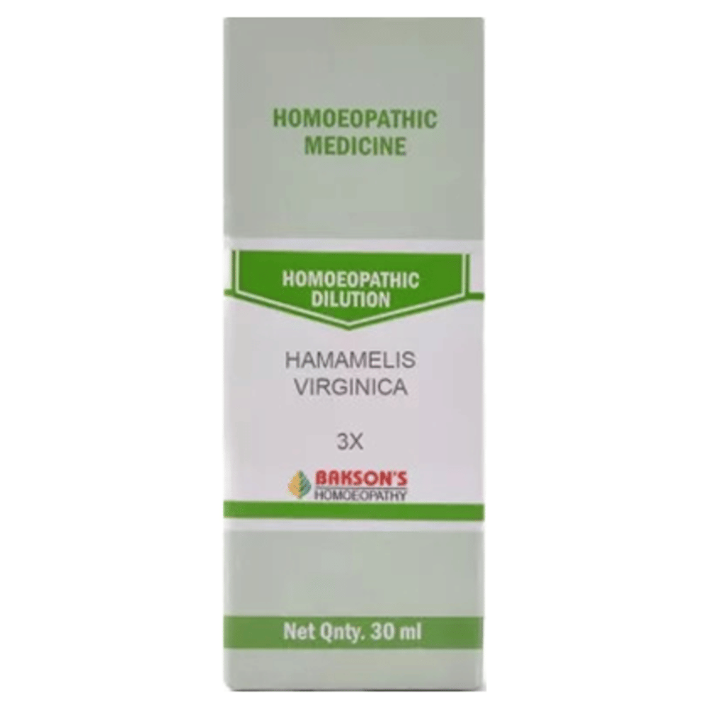 Bakson's Homeopathy Hamamelis Virginica Dilution 3X bottle of 30 ml Dilution