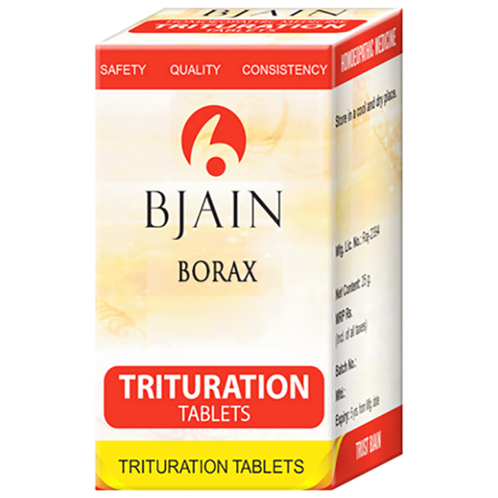 Bjain Borax Trituration Tablet 6X bottle of 25 gm Trituration Tablet