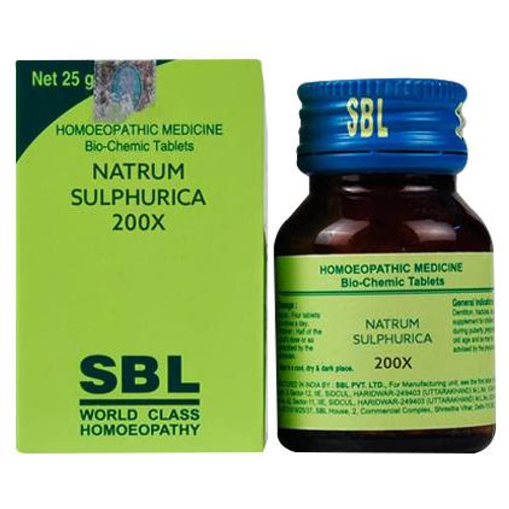 SBL Natrum Sulphurica Biochemic Tablet 200X bottle of 25 gm Biochemic Tablet