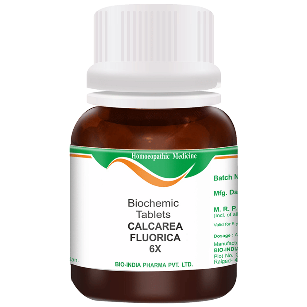 Bio India Calcarea Fluorica Biochemic Tablet 6X bottle of 25 gm Biochemic Tablet