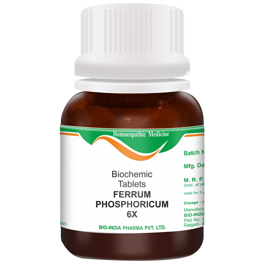 Bio India Ferrum Phosphoricum Biochemic Tablet 6X bottle of 25 gm Biochemic Tablet