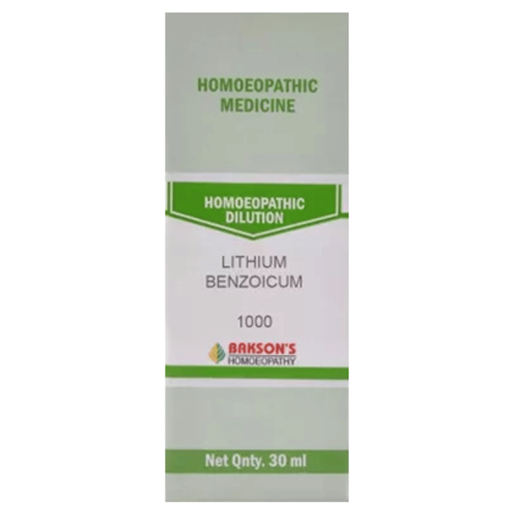 Bakson's Homeopathy Lithium Benzoicum Dilution 1000 CH bottle of 30 ml Dilution