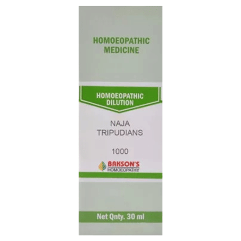 Bakson's Homeopathy Naja Tripudians Dilution 1000 CH bottle of 30 ml Dilution