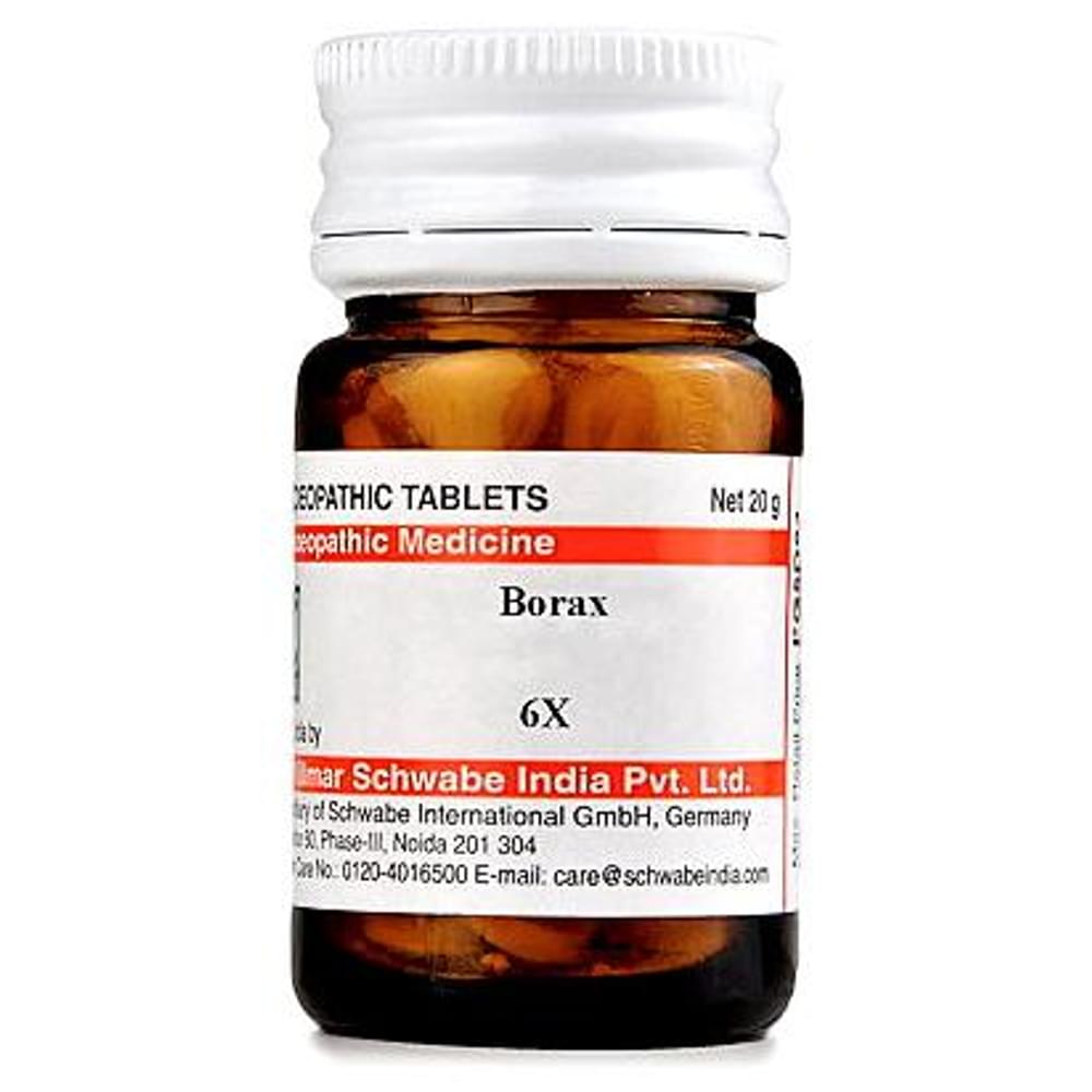Dr Willmar Schwabe India Borax Trituration Tablet 6X bottle of 20 gm Trituration Tablet