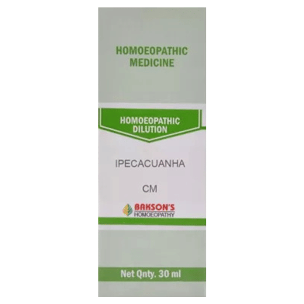 Bakson's Homeopathy Ipecacuanha Dilution CM bottle of 30 ml Dilution