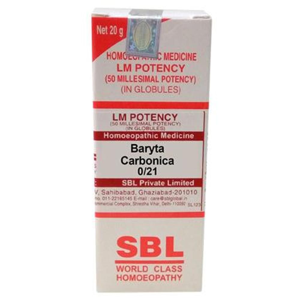 SBL Baryta Carbonica 0/21 LM bottle of 20 gm Globules SBL Baryta Carbonica 0/21 LM bottle of 20 gm Globules