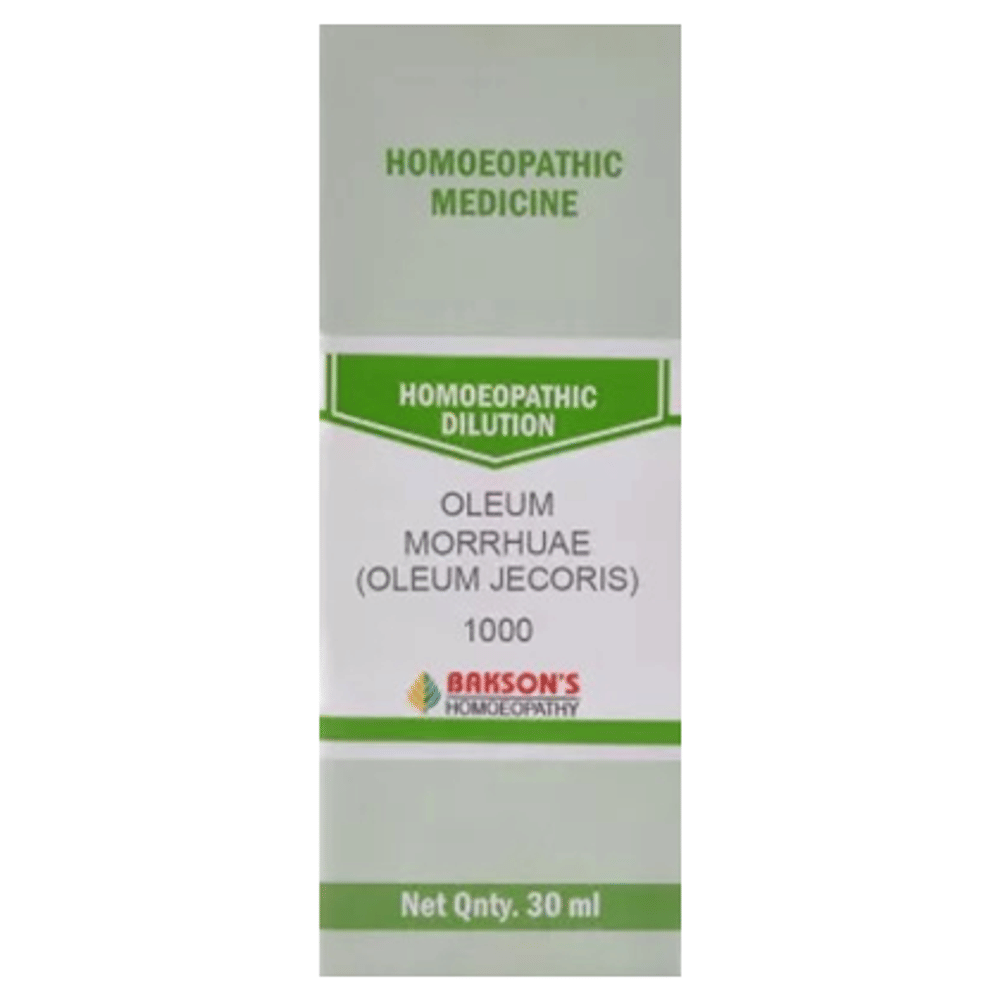 Bakson's Homeopathy Oleum Morrhuae (Oleum Jecoris) Dilution 1000 CH bottle of 30 ml Dilution
