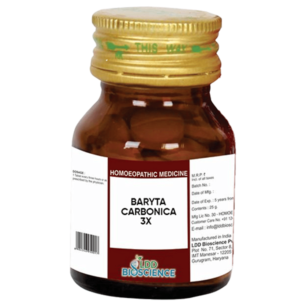 LDD Bioscience Baryta Carbonica 3X bottle of 25 gm Tablet