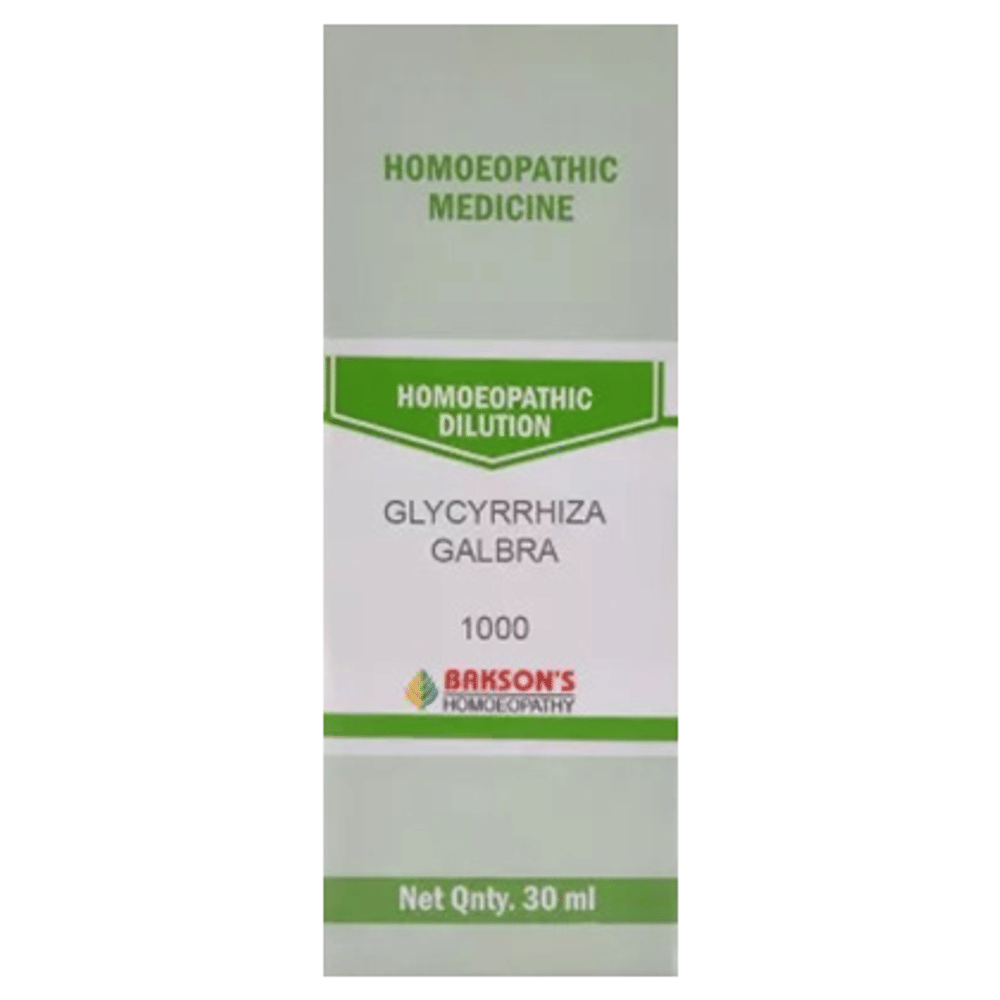 Bakson's Homeopathy Glycyrrhiza Galbra Dilution 1000 CH bottle of 30 ml Dilution