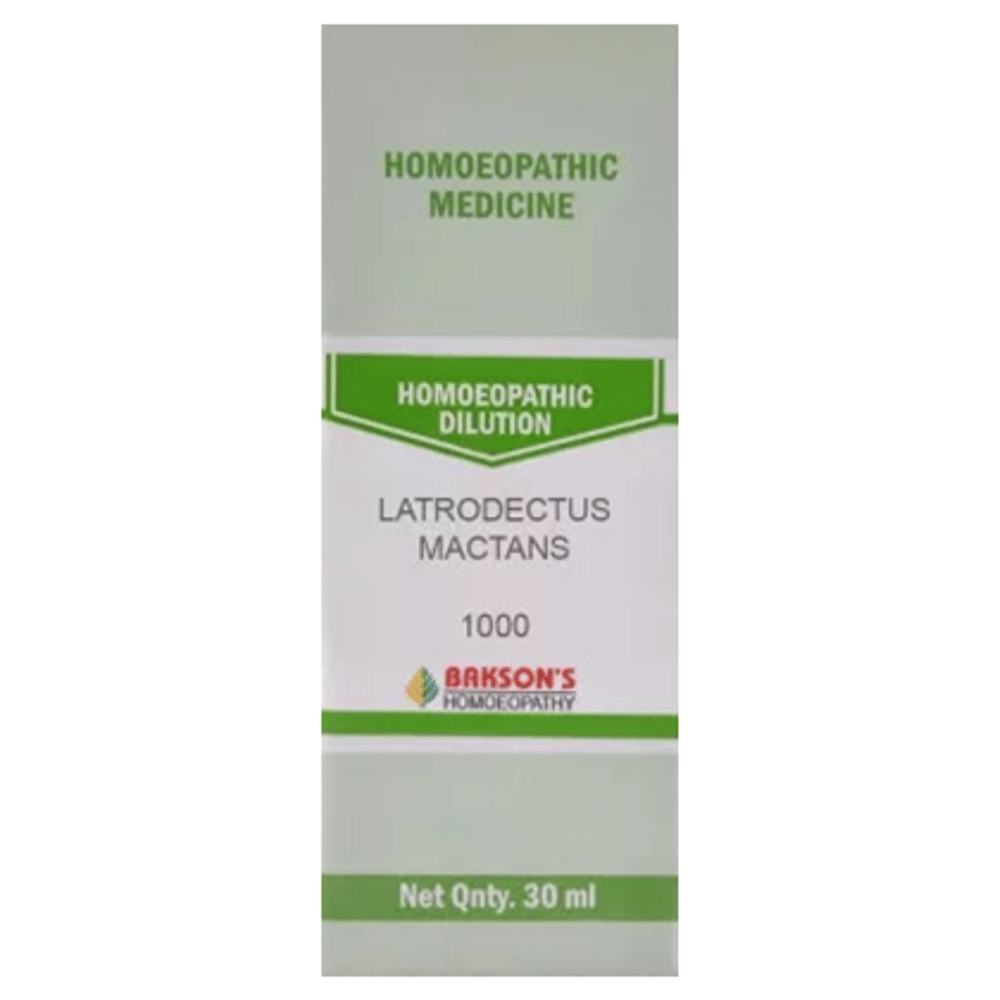 Bakson's Homeopathy Latrodectus Mactans Dilution 1000 CH bottle of 30 ml Dilution