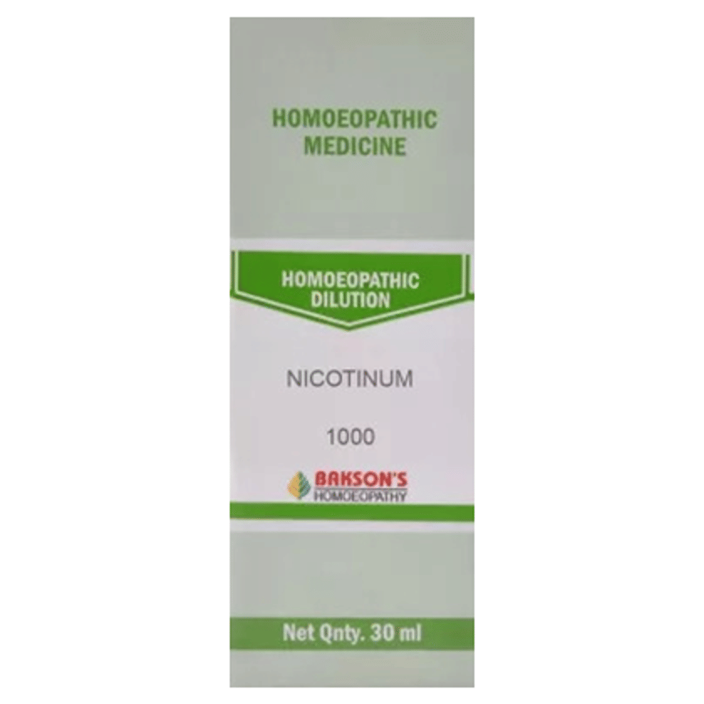 Bakson's Homeopathy  Nicotinum Dilution 1000 CH bottle of 30 ml Dilution