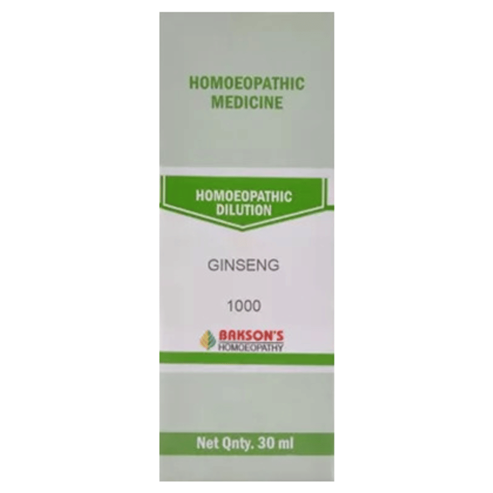 Bakson's Homeopathy  Ginseng Dilution 1000 CH bottle of 30 ml Dilution