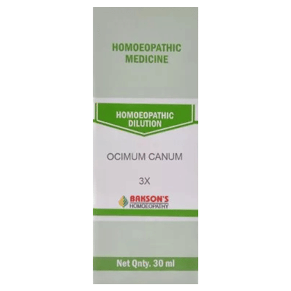 Bakson's Homeopathy Ocimum Canum Dilution 3X bottle of 30 ml Dilution