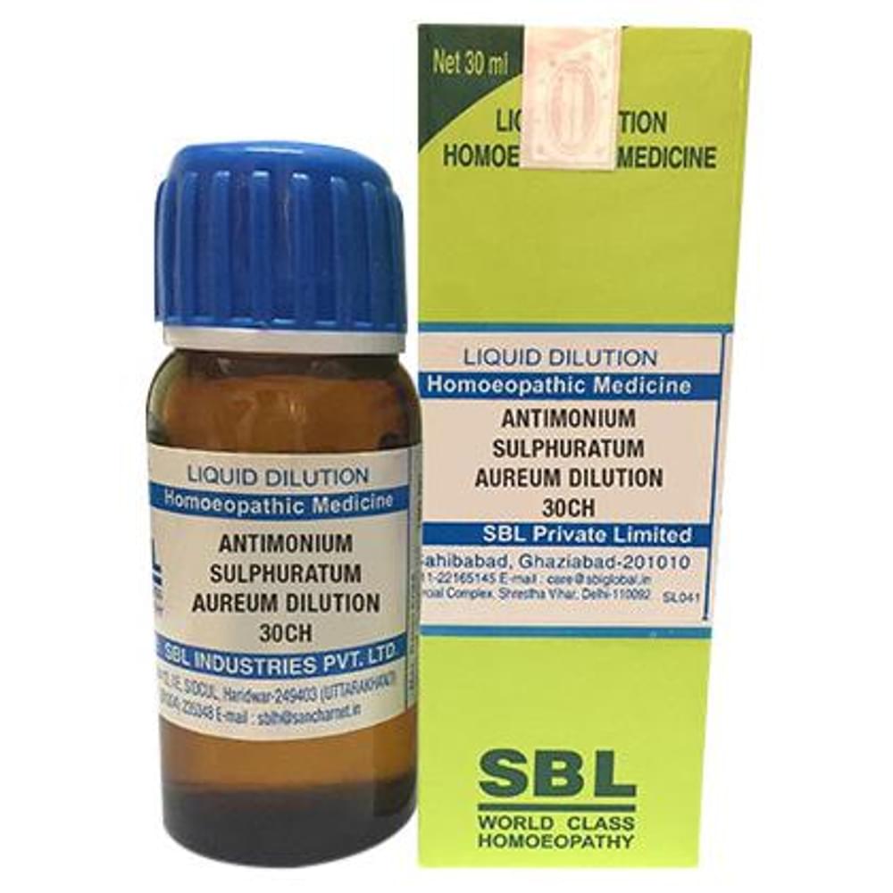 SBL Antimonium Sulphuratum Aureum Dilution 30 CH bottle of 30 ml Dilution SBL Antimonium Sulphuratum Aureum Dilution 30 CH bottle of 30 ml Dilution