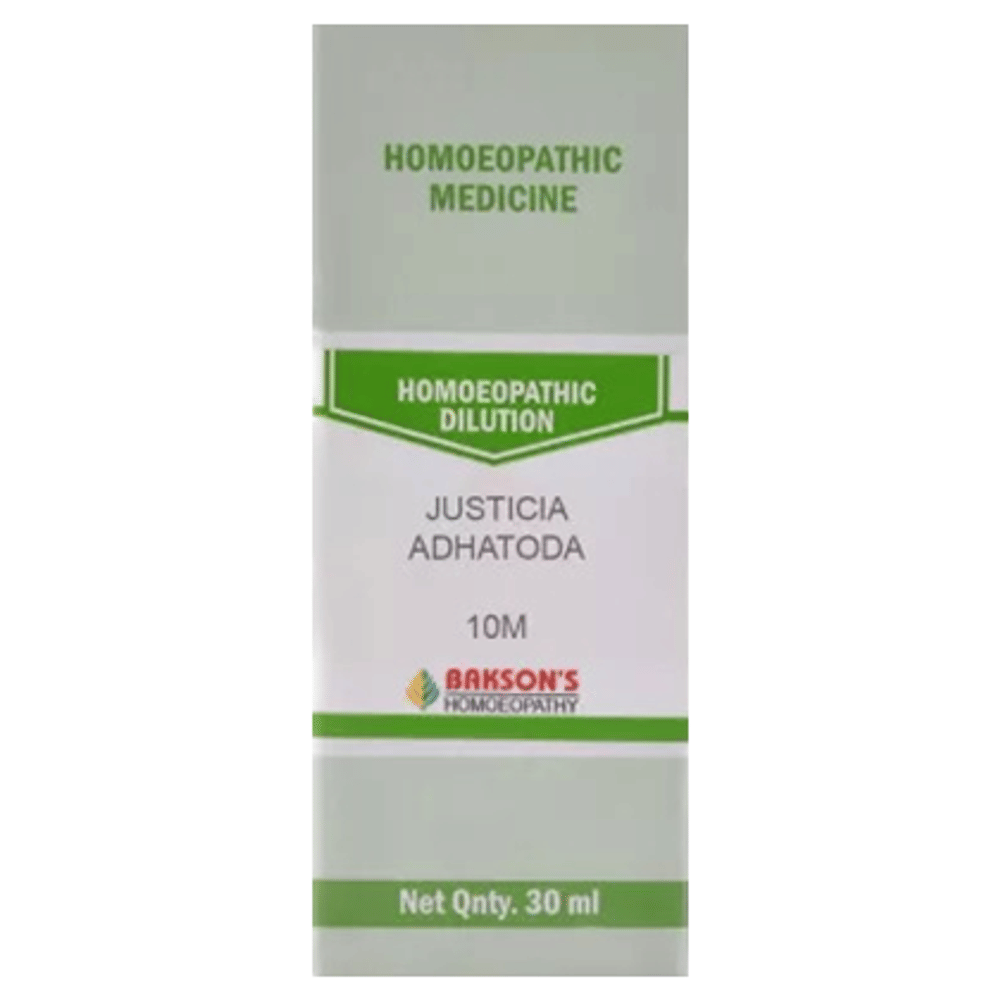 Bakson's Homeopathy Justicia Adhatoda Dilution 10M bottle of 30 ml Dilution