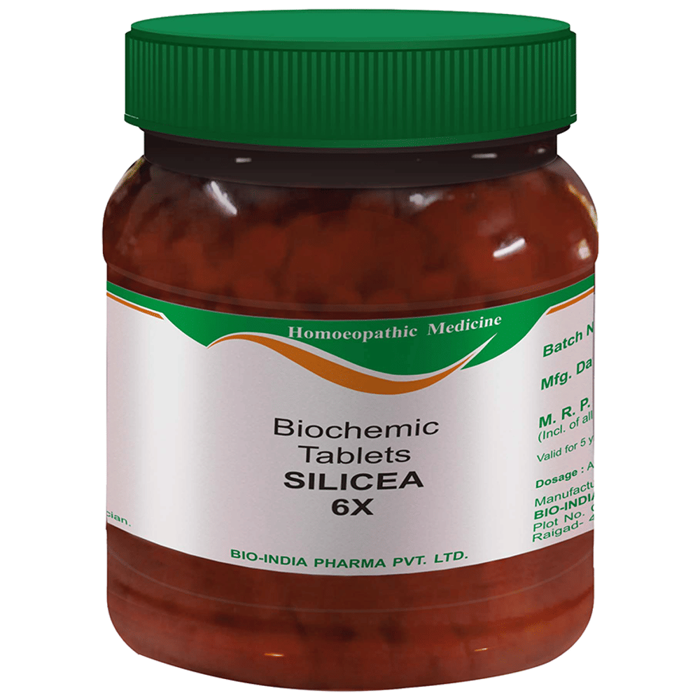 Bio India Silicea Biochemic Tablet 6X bottle of 450 gm Biochemic Tablet