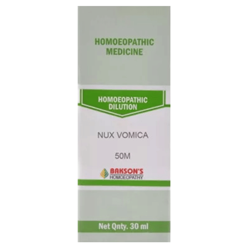 Bakson's Homeopathy Nux Vomica Dilution 50M bottle of 30 ml Dilution