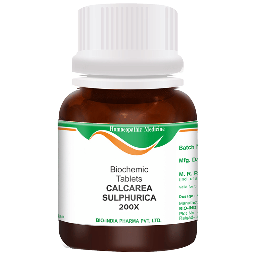 Bio India Calcarea Sulphurica Biochemic Tablet 200X bottle of 25 gm Biochemic Tablet
