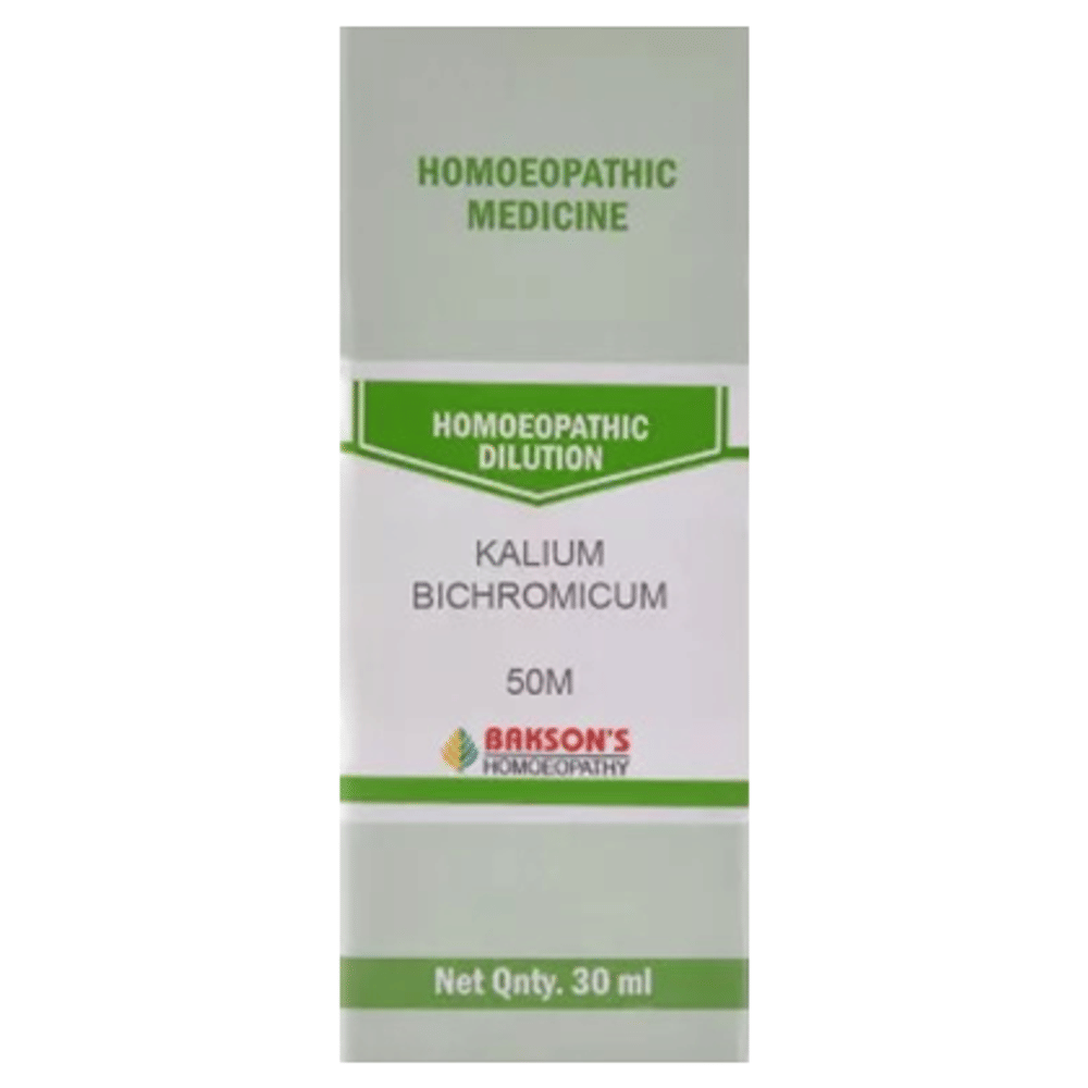 Bakson's Homeopathy Kalium Bichromicum Dilution 50M bottle of 30 ml Dilution