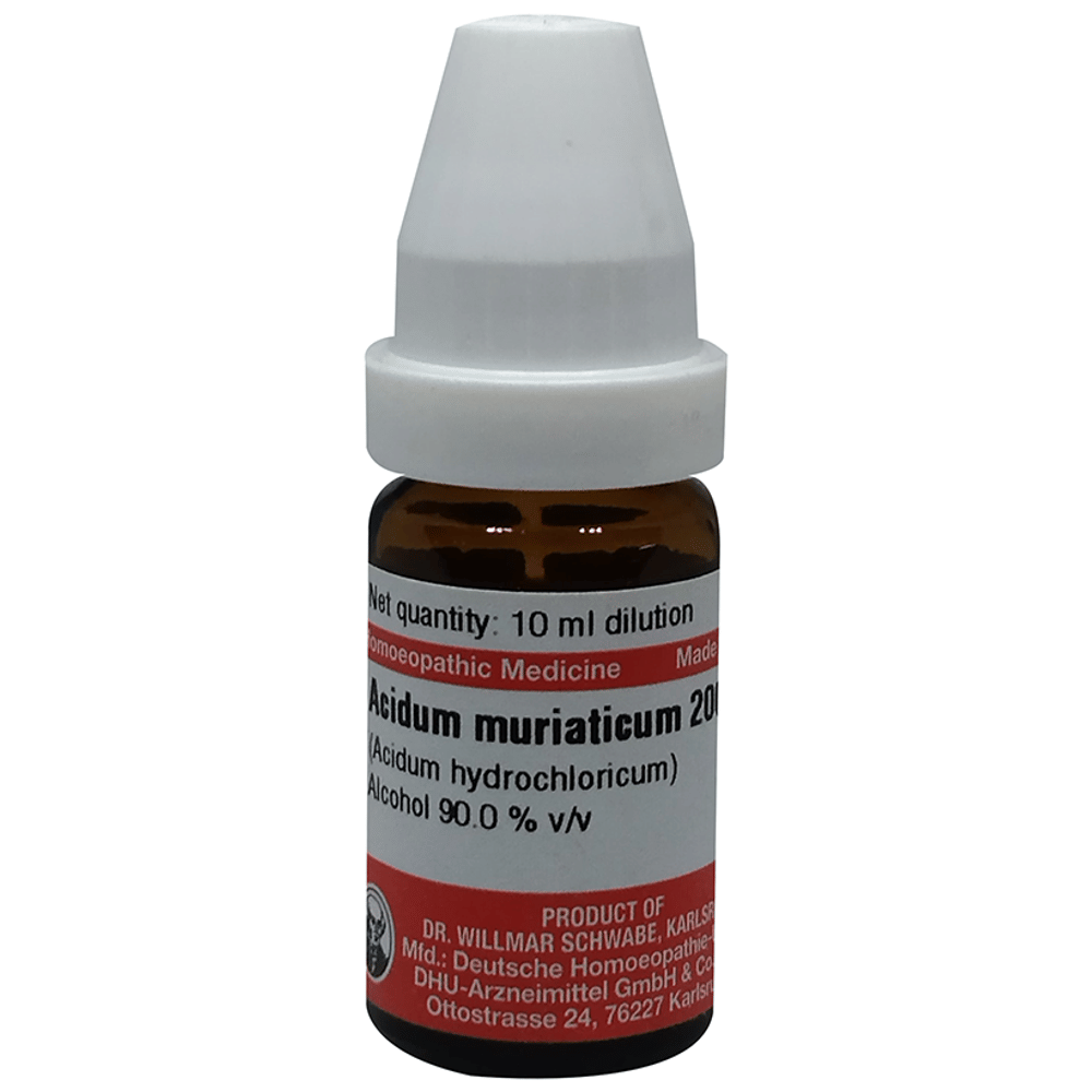 Dr Willmar Schwabe Germany Acidum Muriaticum Dilution 200 bottle of 10 ml Dilution