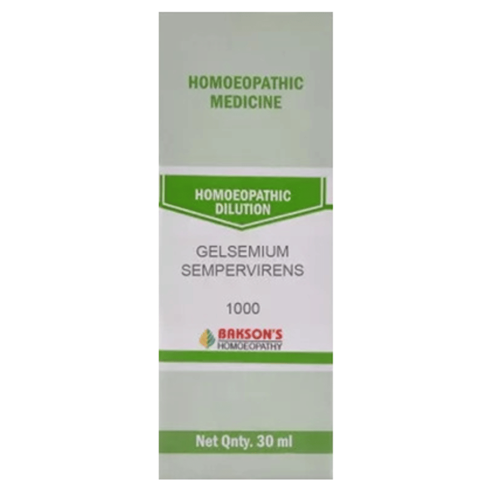 Bakson's Homeopathy Gelsemium Sempervirens Dilution 1000 CH bottle of 30 ml Dilution