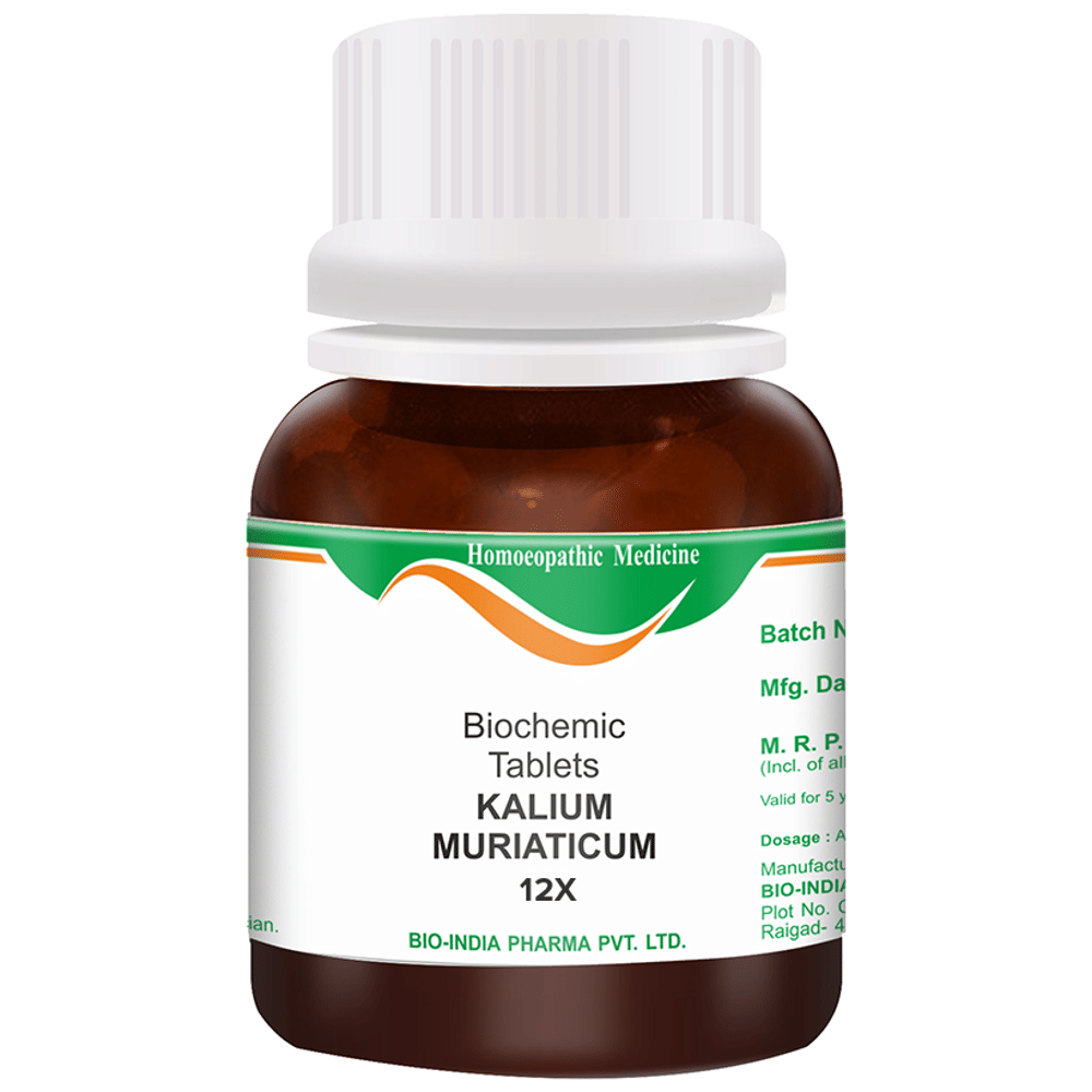 Bio India Kalium Muriaticum Biochemic Tablet 12X bottle of 25 gm Biochemic Tablet