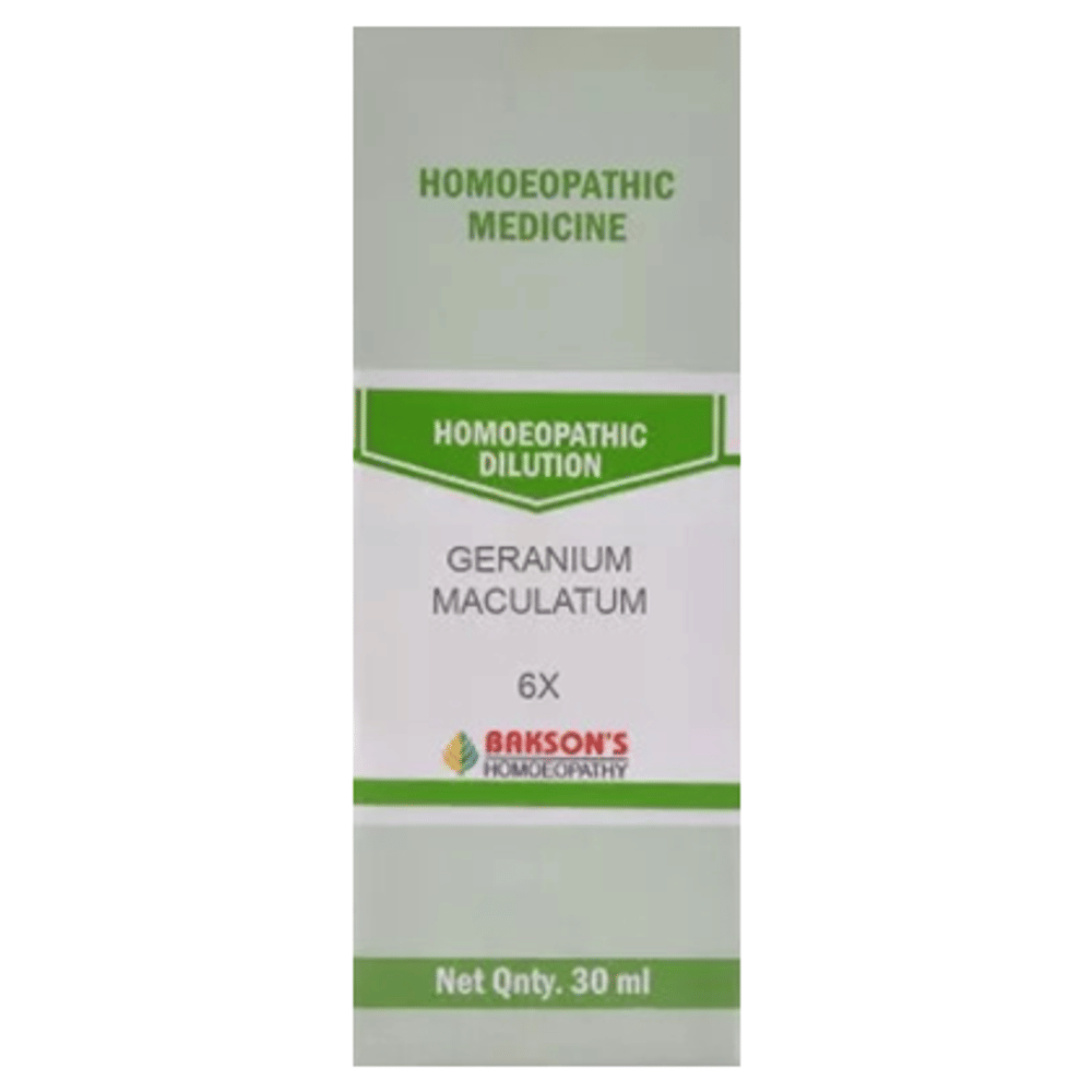 Bakson's Homeopathy Geranium Maculatum Dilution 6X bottle of 30 ml Dilution