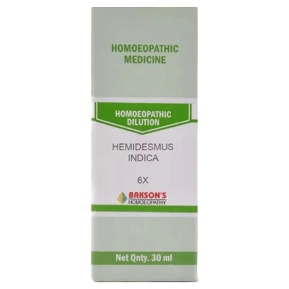 Bakson's Homeopathy Hemidesmus Indica  Dilution 6X bottle of 30 ml Dilution