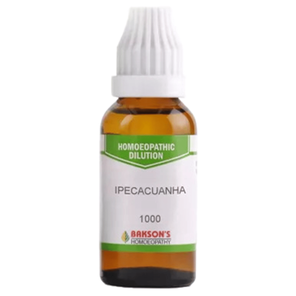 Bakson's Homeopathy Ipecacuanha Dilution 1000 CH bottle of 30 ml Dilution