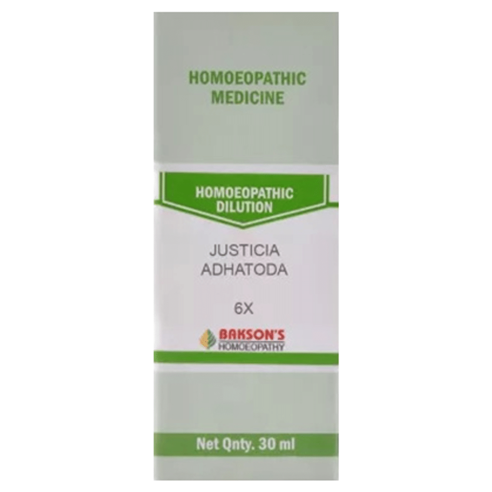 Bakson's Homeopathy Justicia Adhatoda Dilution 6X bottle of 30 ml Dilution