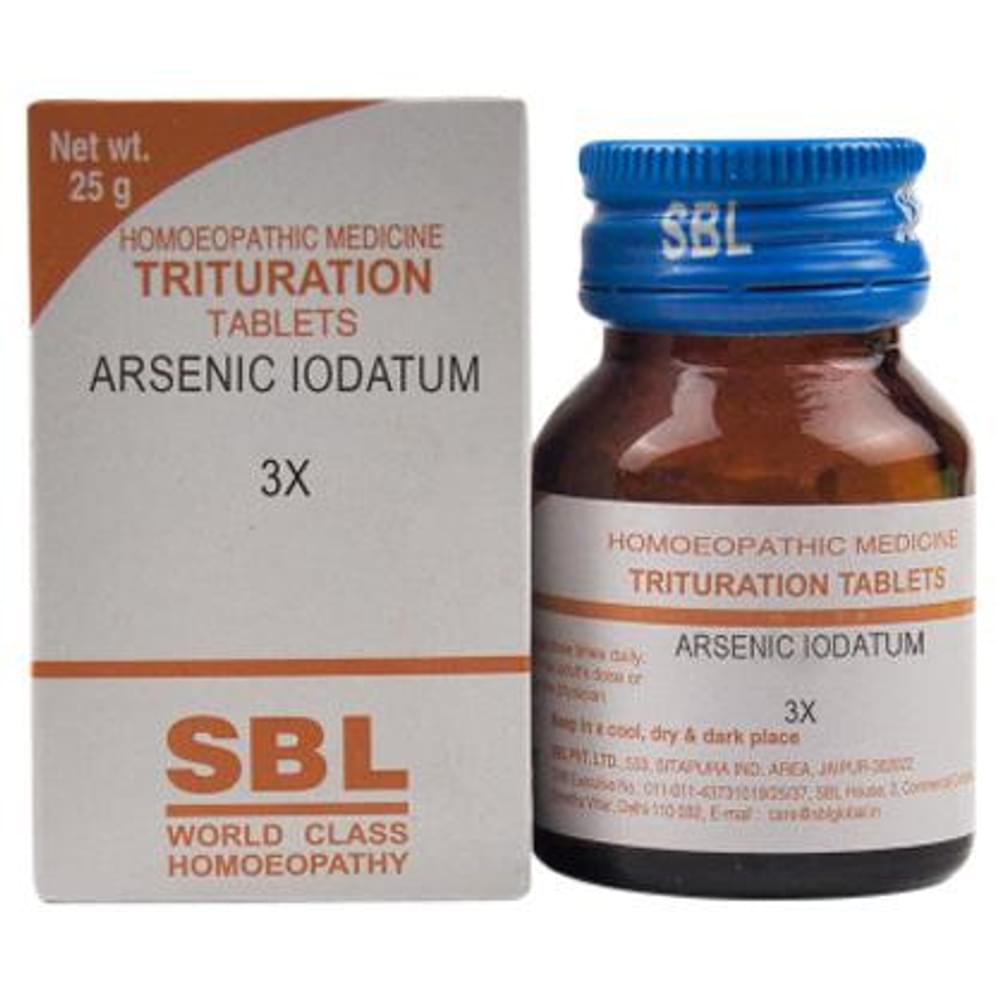SBL Arsenic Iodatum Trituration Tablet 3X bottle of 25 gm Trituration Tablet