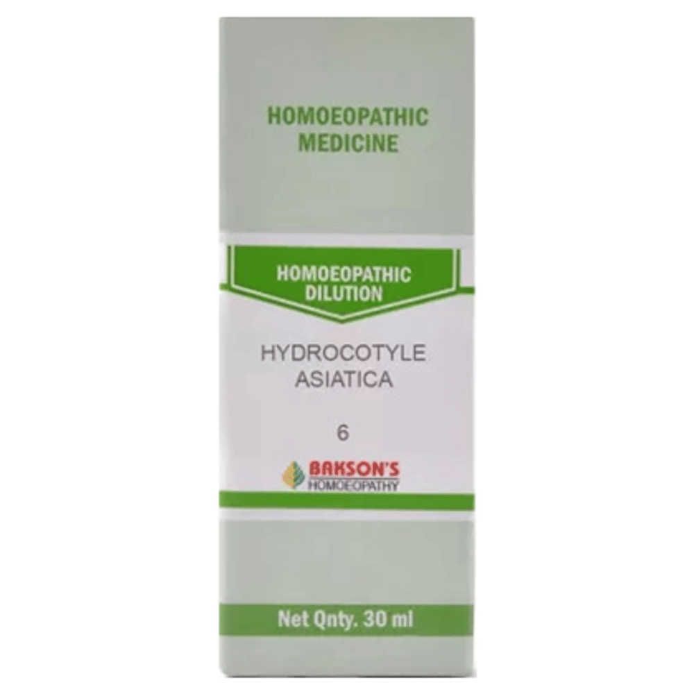 Bakson's Homeopathy Hydrocotyle Asiatica Dilution 6 CH bottle of 30 ml Dilution