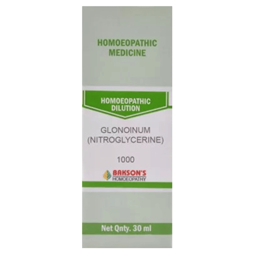 Bakson's Homeopathy Glonoinum (Nitroglycerine) Dilution 1000 CH bottle of 30 ml Dilution