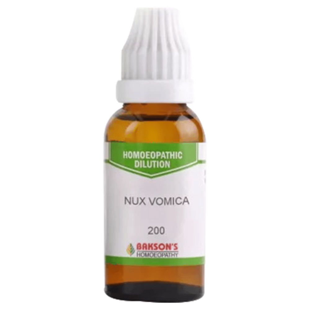 Bakson's Homeopathy Nux Vomica Dilution 200 CH bottle of 30 ml Dilution