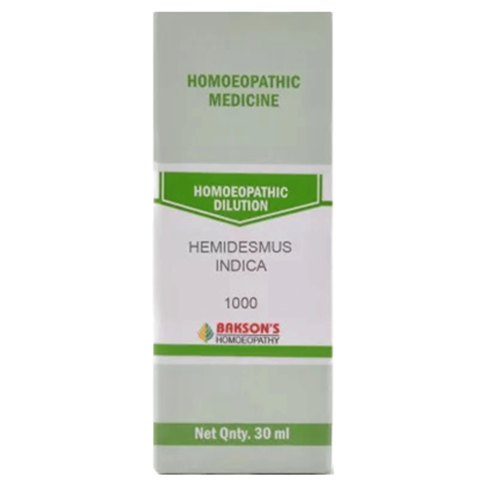 Bakson's Homeopathy Hemidesmus Indica  Dilution 1000 CH bottle of 30 ml Dilution