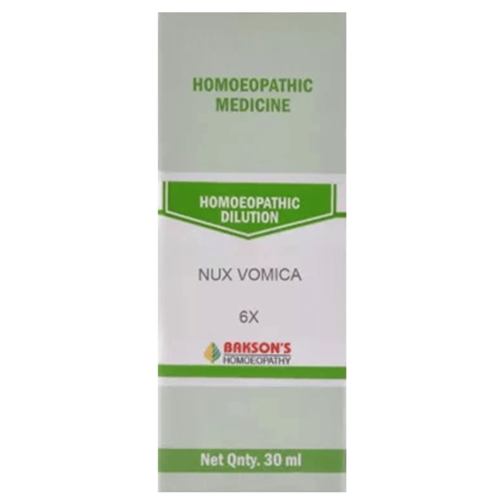 Bakson's Homeopathy Nux Vomica Dilution 6X bottle of 30 ml Dilution Bakson's Homeopathy Nux Vomica Dilution 6X bottle of 30 ml Dilution