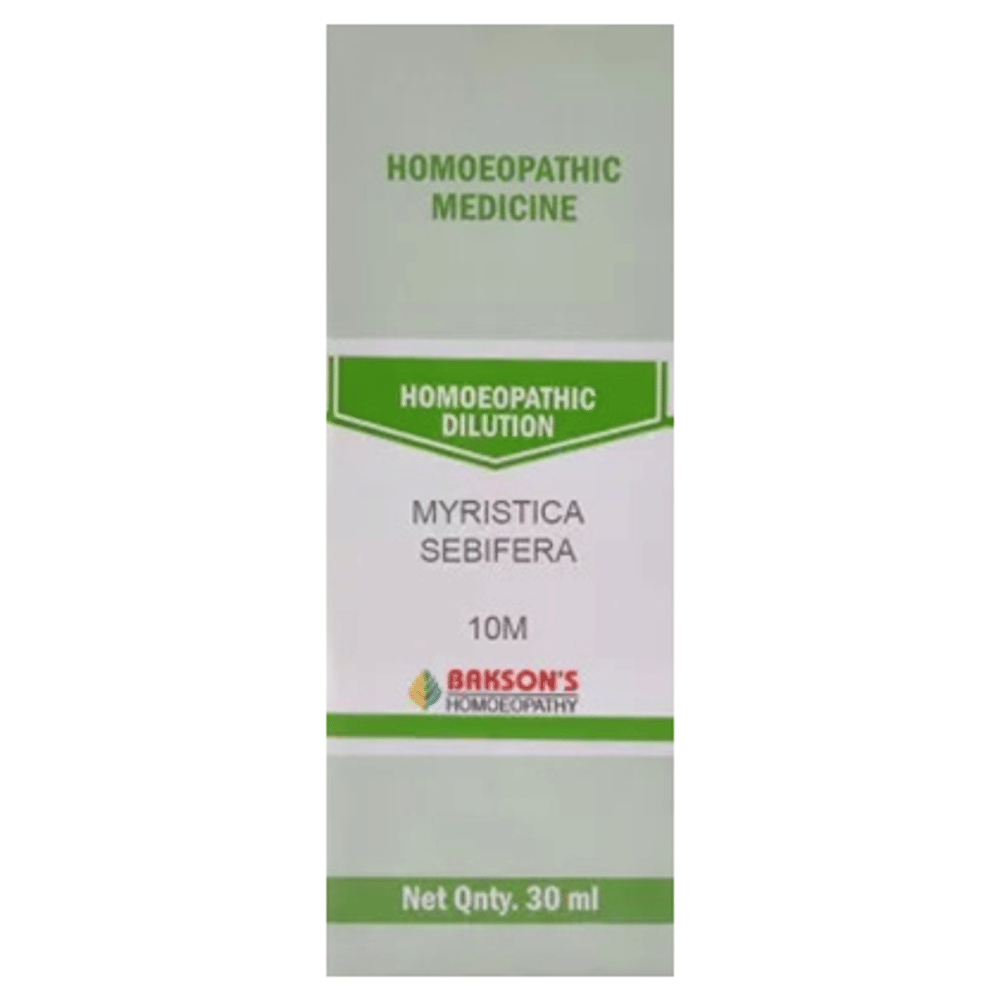 Bakson's Homeopathy Myristica Sebifera Dilution 10M bottle of 30 ml Dilution Bakson's Homeopathy Myristica Sebifera Dilution 10M bottle of 30 ml Dilution
