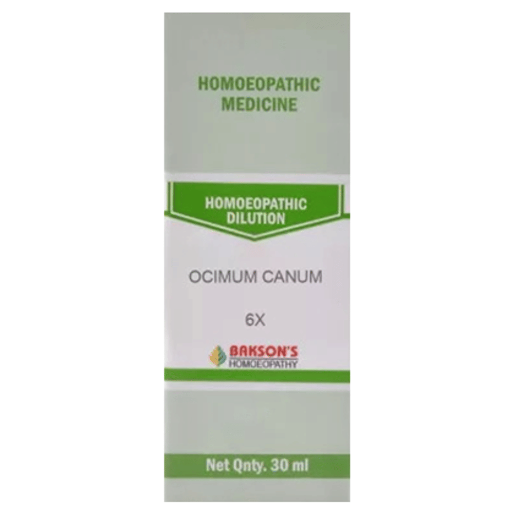 Bakson's Homeopathy Ocimum Canum Dilution 6X bottle of 30 ml Dilution Bakson's Homeopathy Ocimum Canum Dilution 6X bottle of 30 ml Dilution