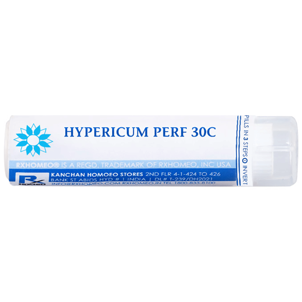 Rxhomeo Hypericum Perforatum 30C Pellets bottle of 250 pellets