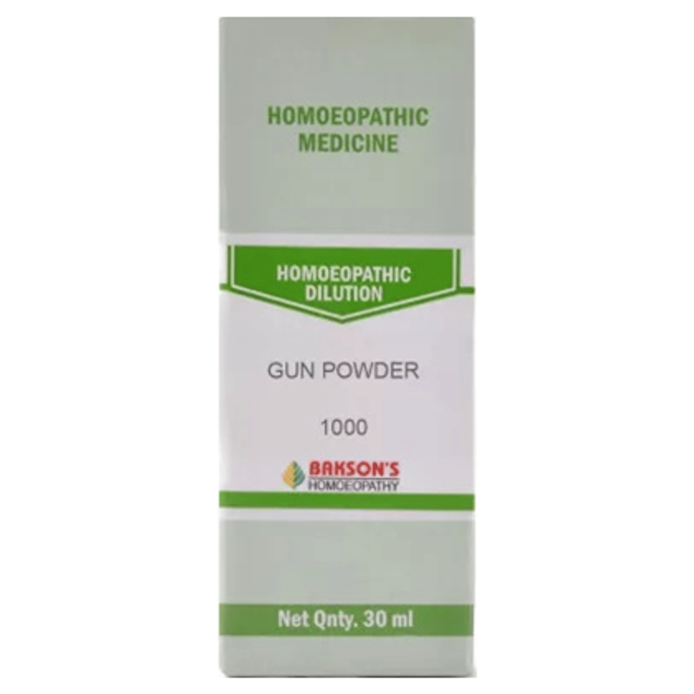 Bakson's Homeopathy Gun Powder  Dilution 1000 CH bottle of 30 ml Dilution