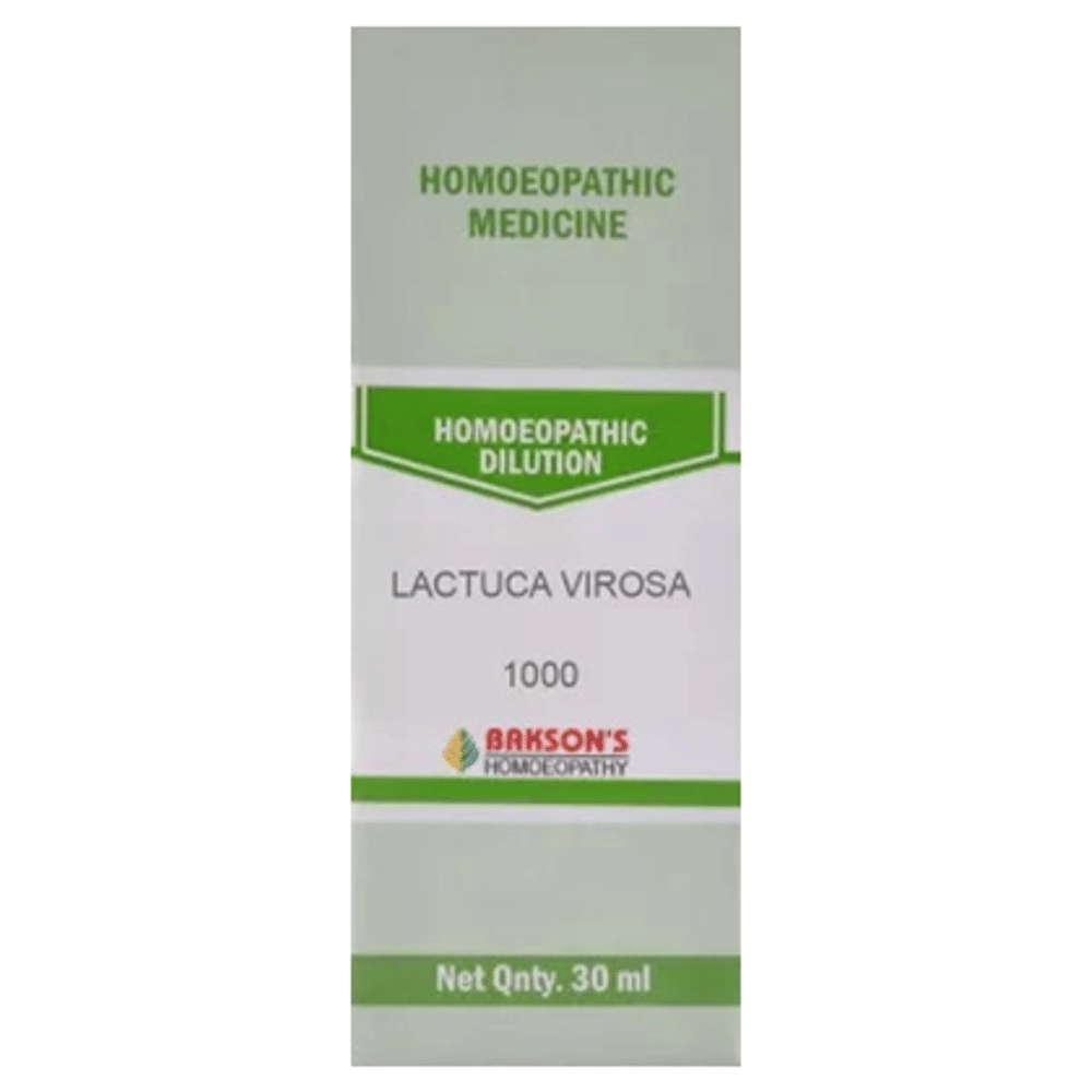 Bakson's Homeopathy Lactuca Virosa Dilution 1000 CH bottle of 30 ml Dilution