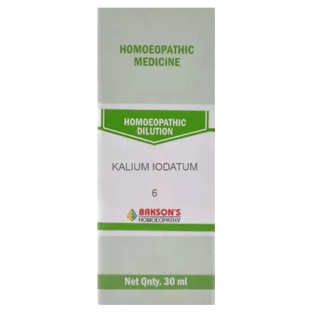 Bakson's Homeopathy Kalium Iodatum Dilution 6 CH bottle of 30 ml Dilution
