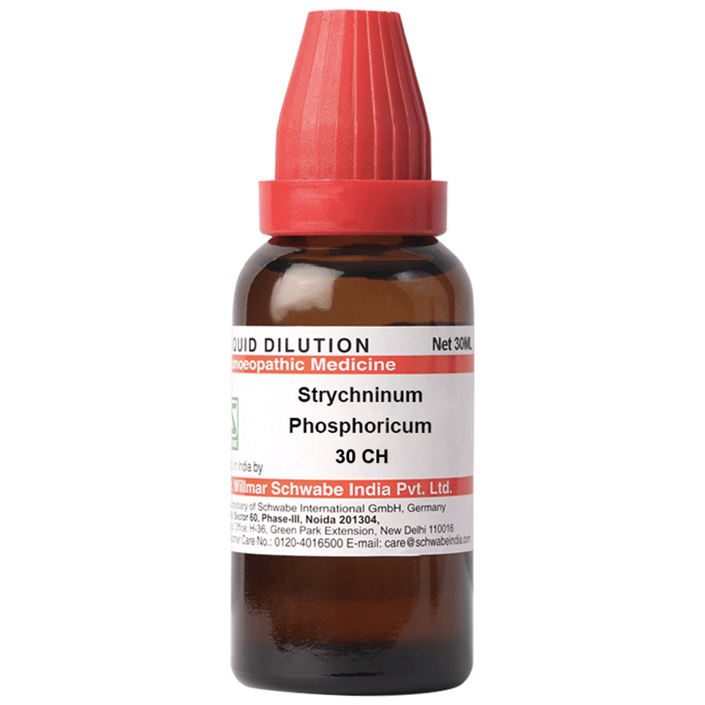 Dr Willmar Schwabe India Strychninum Phosphoricum Dilution 30 CH bottle of 30 ml Dilution Dr Willmar Schwabe India Strychninum Phosphoricum Dilution 30 CH bottle of 30 ml Dilution