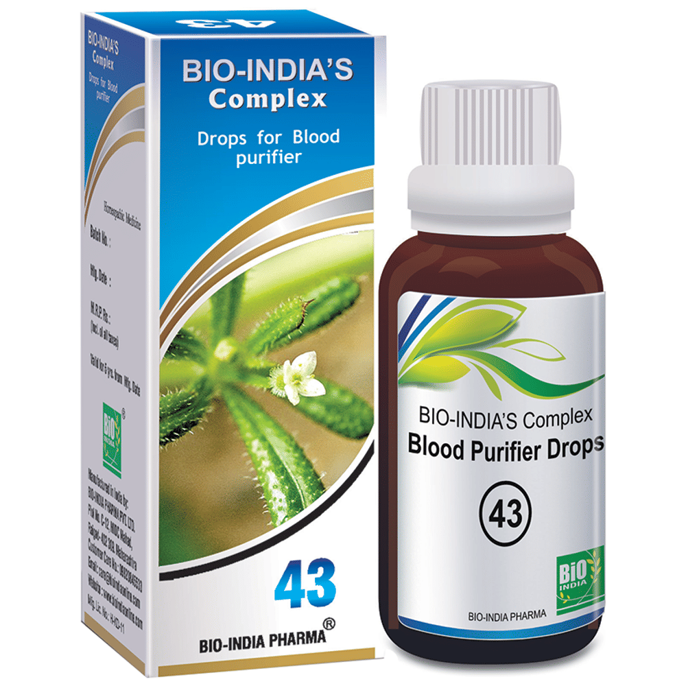 Bio India Complex 43 Blood purifier Drop bottle of 30 ml Drop
