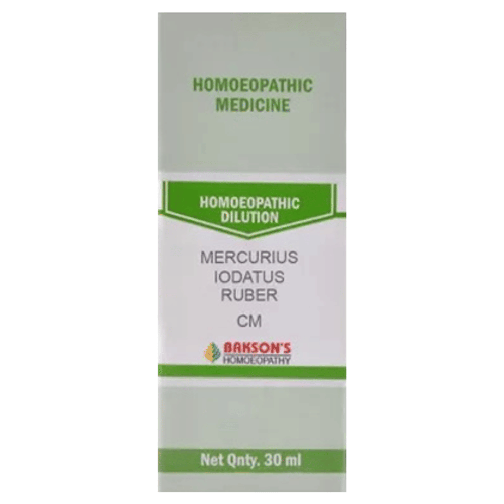 Bakson's Homeopathy Mercurius Iodatus Ruber Dilution CM bottle of 30 ml Dilution