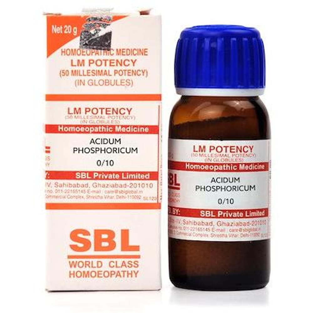 SBL Acidum Phosphoricum 0/10 LM bottle of 20 gm Globules SBL Acidum Phosphoricum 0/10 LM bottle of 20 gm Globules
