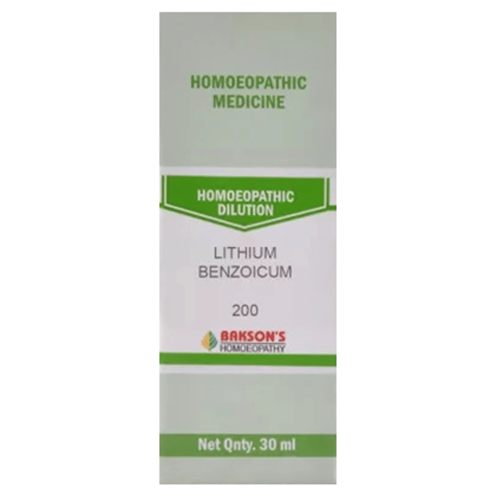 Bakson's Homeopathy Lithium Benzoicum Dilution 200 bottle of 30 ml Dilution Bakson's Homeopathy Lithium Benzoicum Dilution 200 bottle of 30 ml Dilution