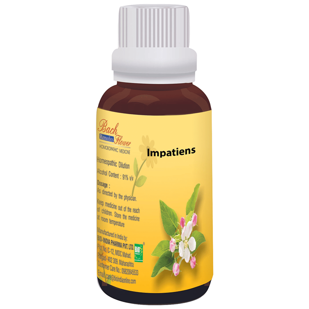 Bio India Bach Flower Impatiens bottle of 30 ml Dilution Bio India Bach Flower Impatiens bottle of 30 ml Dilution