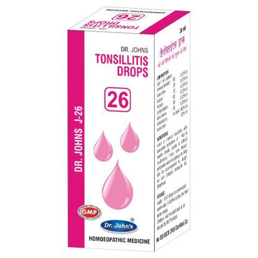 Dr. Johns J-26 Tonsillitis Drop bottle of 30 ml Drop Dr. Johns J-26 Tonsillitis Drop bottle of 30 ml Drop